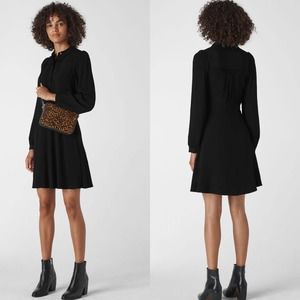 Whistles Women’s Pintuck Black Mini Shirt Dress Size 2